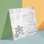Zilveren Sneeuwvlokken Winter Huwelijksuitnodiging Kaart