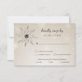 zilveren sneeuwvlokken winterbruiloft rsvp (Voorkant)