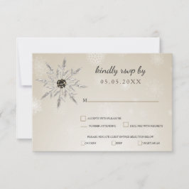 zilveren sneeuwvlokken winterbruiloft rsvp kaartje