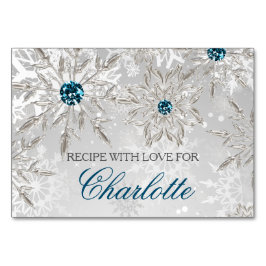 zilveren sneeuwvlokken winterreceptkaart voor vrij kaart