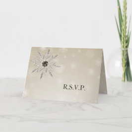 zilveren sneeuwvlokken wintertrouwkaart rsvp