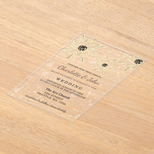 zilveren sneeuwvlokken wintertrouwuitnodiging acryl uitnodigingen (Laagn)