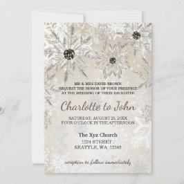 zilveren sneeuwvlokken wintertrouwuitnodiging kaart