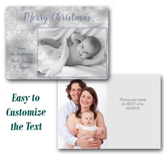 Zilveren Snowflake Twee Foto Sjabloon Kerstmis