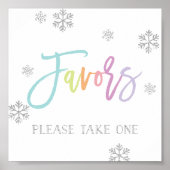 Zilveren Snowflakes en Rainbow Chic Favor Sign Poster (Voorkant)