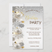 Zilveren Snowflakes, Kogels, Sneeuwkerstfeest Kaart (Voorkant)