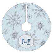 Zilveren Snowflakes Sneeuwmonogram Initiaal Kerstboom Rok (Voorkant)