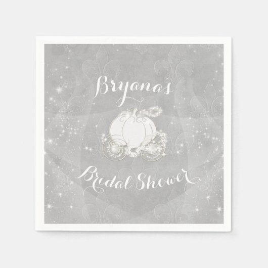 Zilveren Sparkle Carriage Cinderella Elegant Party Servetten (Voorkant)