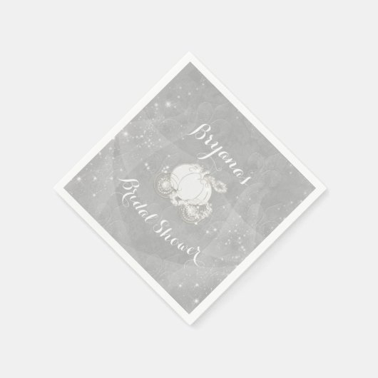 Zilveren Sparkle Carriage Cinderella Elegant Party Servetten (Hoek)