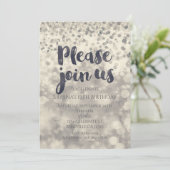 Zilveren Sparkle Confetti Feest Uitnodiging voor I (Staand voorkant)