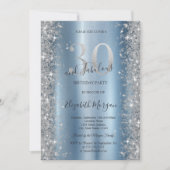 Zilveren Sparkle Diamonds Blauw 30e verjaardag Kaart (Voorkant)