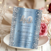Zilveren Sparkle Diamonds Blauw 40e verjaardag Kaart