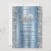 Zilveren Sparkle Diamonds Blauw 40e verjaardag Kaart (Voorkant)