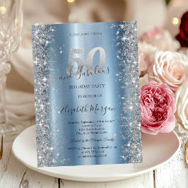 Zilveren Sparkle Diamonds Blauw 50ste verjaardag Kaart