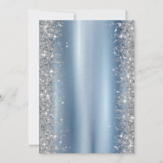 Zilveren Sparkle Diamonds Blauw 60e verjaardag Kaart (Achterkant)