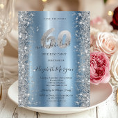 Zilveren Sparkle Diamonds Blauw 60e verjaardag Kaart