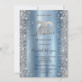 Zilveren Sparkle Diamonds Blauw 70e verjaardag Kaart (Voorkant)