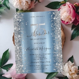 Zilveren Sparkle Diamonds Blauw 75ste Verjaardag Kaart