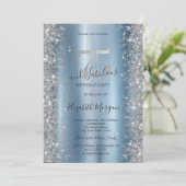 Zilveren Sparkle Diamonds Blauw 75ste Verjaardag Kaart (Staand voorkant)