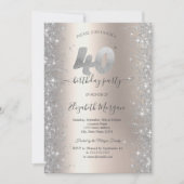 Zilveren Sparkle Diamonds Ivoor 40e Verjaardagsfee Kaart (Voorkant)