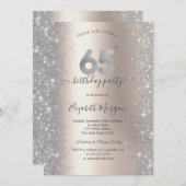 Zilveren Sparkle Diamonds Ivoor 65e Verjaardagsfee Kaart (Voorkant / Achterkant)