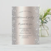 Zilveren Sparkle Diamonds Ivoor Pensioen Partij Kaart (Staand voorkant)