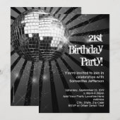 Zilveren Sparkle Disco Ball 21e Verjaardagsfeestje Kaart (Voorkant / Achterkant)
