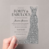 Zilveren Sparkle Dress 40ste Verjaardagsfeest Acryl Uitnodigingen (Insitu (Draagbaar))