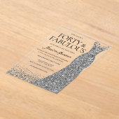 Zilveren Sparkle Dress 40ste Verjaardagsfeest Acryl Uitnodigingen (Laagn)