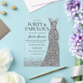 Zilveren Sparkle Dress 40ste Verjaardagsfeest Acryl Uitnodigingen (Insitu (Huwelijk))