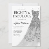 Zilveren Sparkle Dress 80ste Verjaardagsfeest Kaart (Voorkant)