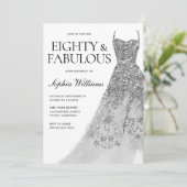 Zilveren Sparkle Dress 80ste Verjaardagsfeest Kaart (Staand voorkant)