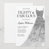 Zilveren Sparkle Dress 80ste Verjaardagsfeest Kaart (Voorkant / Achterkant)