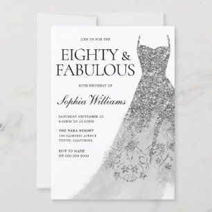 Zilveren Sparkle Dress 80ste Verjaardagsfeest Kaart