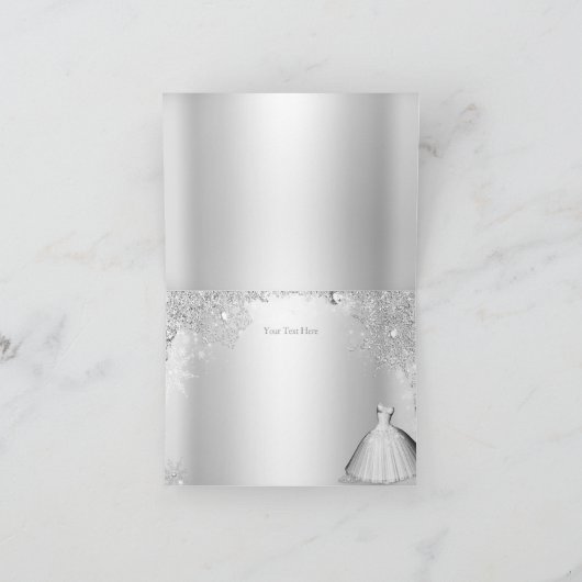 Zilveren Sparkle Dress & Tiara Bedankt Card (Binnen)