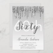 Zilveren Sparkle Glitter 60ste Verjaardagsfeest Kaart (Voorkant / Achterkant)