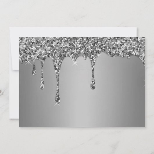 Zilveren Sparkle Glitter Drips Luxe bruiloft Save The Date (Achterkant)