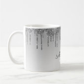 Zilveren Sparkle Glitter Luxe Monogram Naam Koffiemok (Links)