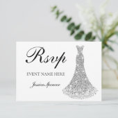 Zilveren Sparkle Jurk alle Verjaardag / Bruid RSVP (Staand voorkant)