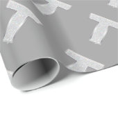 Zilveren Sparkle Letter T Cadeaupapier (Rol Hoek)