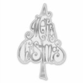 Zilveren Sparkle Merry kerstboom Sticker (Voorkant)