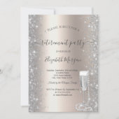 Zilveren Sparkle Prosecco Parels Ivoor Pensioen Kaart (Voorkant)