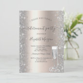 Zilveren Sparkle Prosecco Parels Ivoor Pensioen Kaart (Staand voorkant)