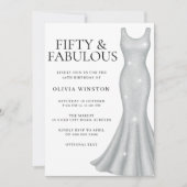 Zilveren Sparkle Shimmer Jurk 50ste Verjaardagsfee Kaart (Voorkant)