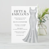 Zilveren Sparkle Shimmer Jurk 50ste Verjaardagsfee Kaart (Staand voorkant)