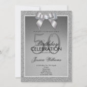 Zilveren Sparkle & Stijlvolle Gem Verjaardag Kaart (Voorkant)