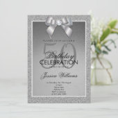 Zilveren Sparkle & Stijlvolle Gem Verjaardag Kaart (Staand voorkant)