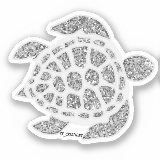 Zilveren Sparkly Turtle Sticker (Voorkant)