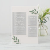 Zilveren Spiegel Acryl Trouw Uitnodiging Set met (Staand voorkant)