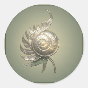 Zilveren Spiraalvaren Schelp Art Nouveau Ronde Sticker